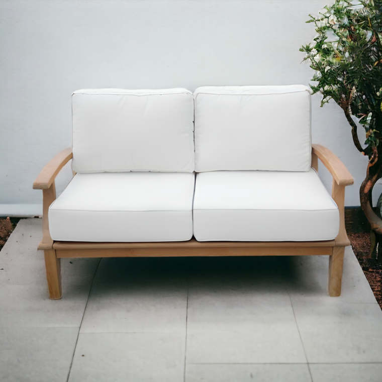 Pavilion 57-Inch Teak Sofa, White