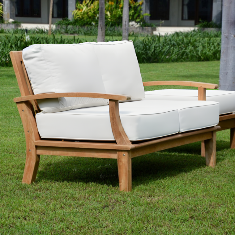 Pavilion 57-Inch Teak Sofa, White