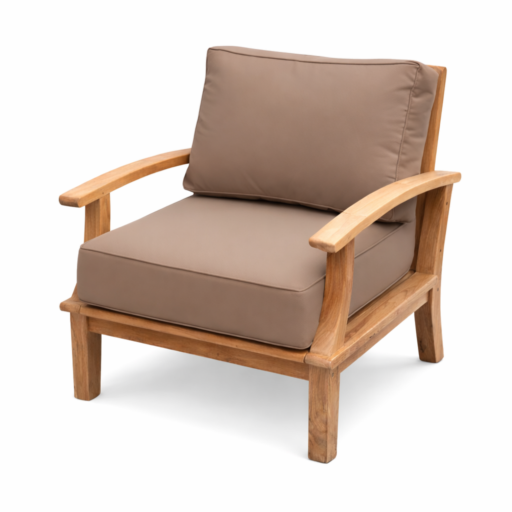 Pavilion Teak Lounge Chair, Tan