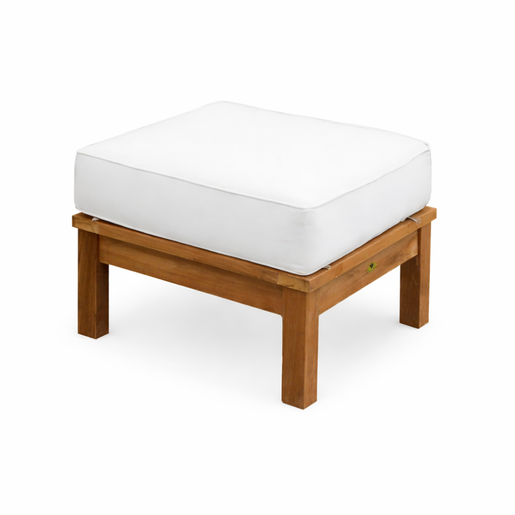 Pavilion Teak Ottoman, White