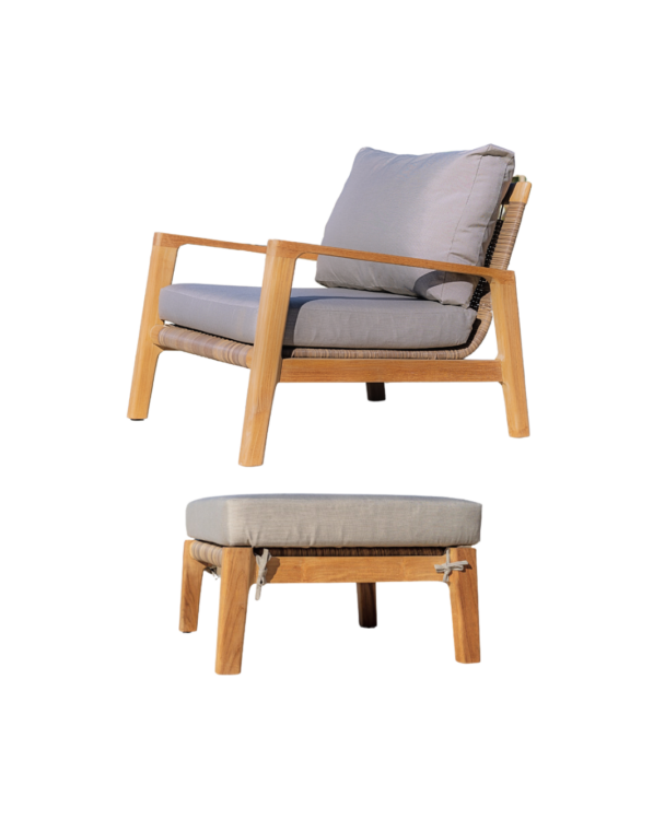 Maui Teak Outdoor Lounge Chair & Ottoman Set