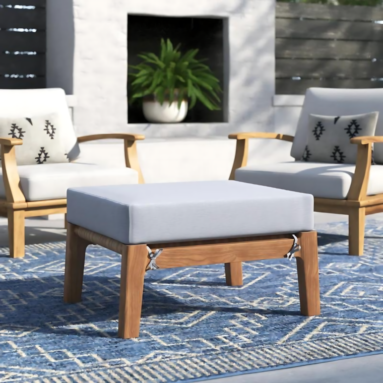 Maui Teak Outdoor Lounge Chair & Ottoman Set