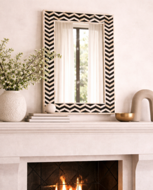 Mila Rectangle Chevron Bone Wall Mirror