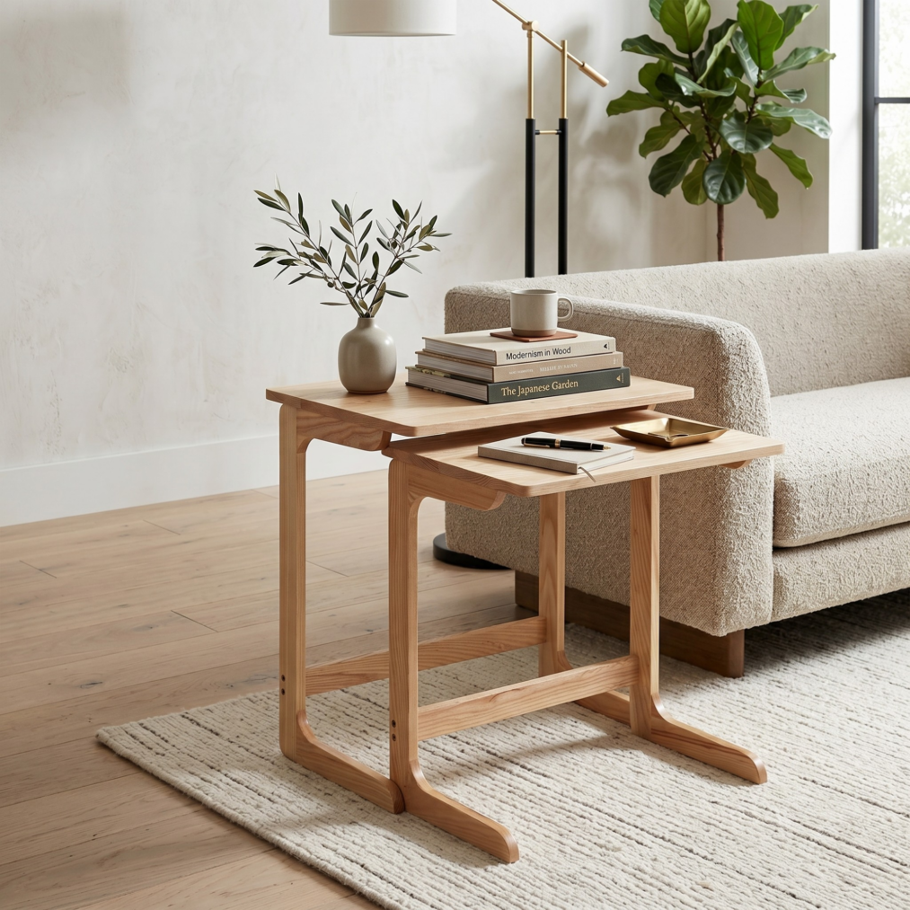 Savannah Nesting TV Tray Tables Set, Natural