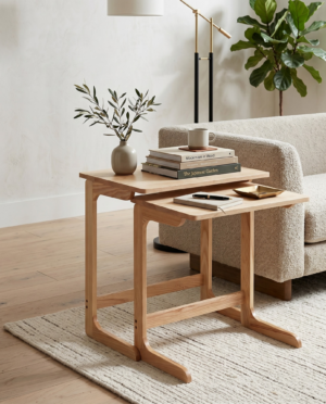 Savannah Nesting TV Tray Tables Set, Natural